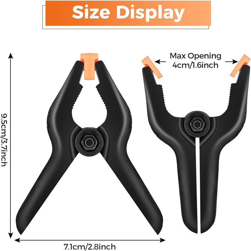 WGGE Heavy Duty Spring Clamps, 3.7 Inch Small Heavy Duty Clip with 1.6 Inch Jaw Opening, Non-Slip Handle, Strong Grip Clips for Woodworking, Photography, Crafting, and DIY Projects (12 pack) - Image 2